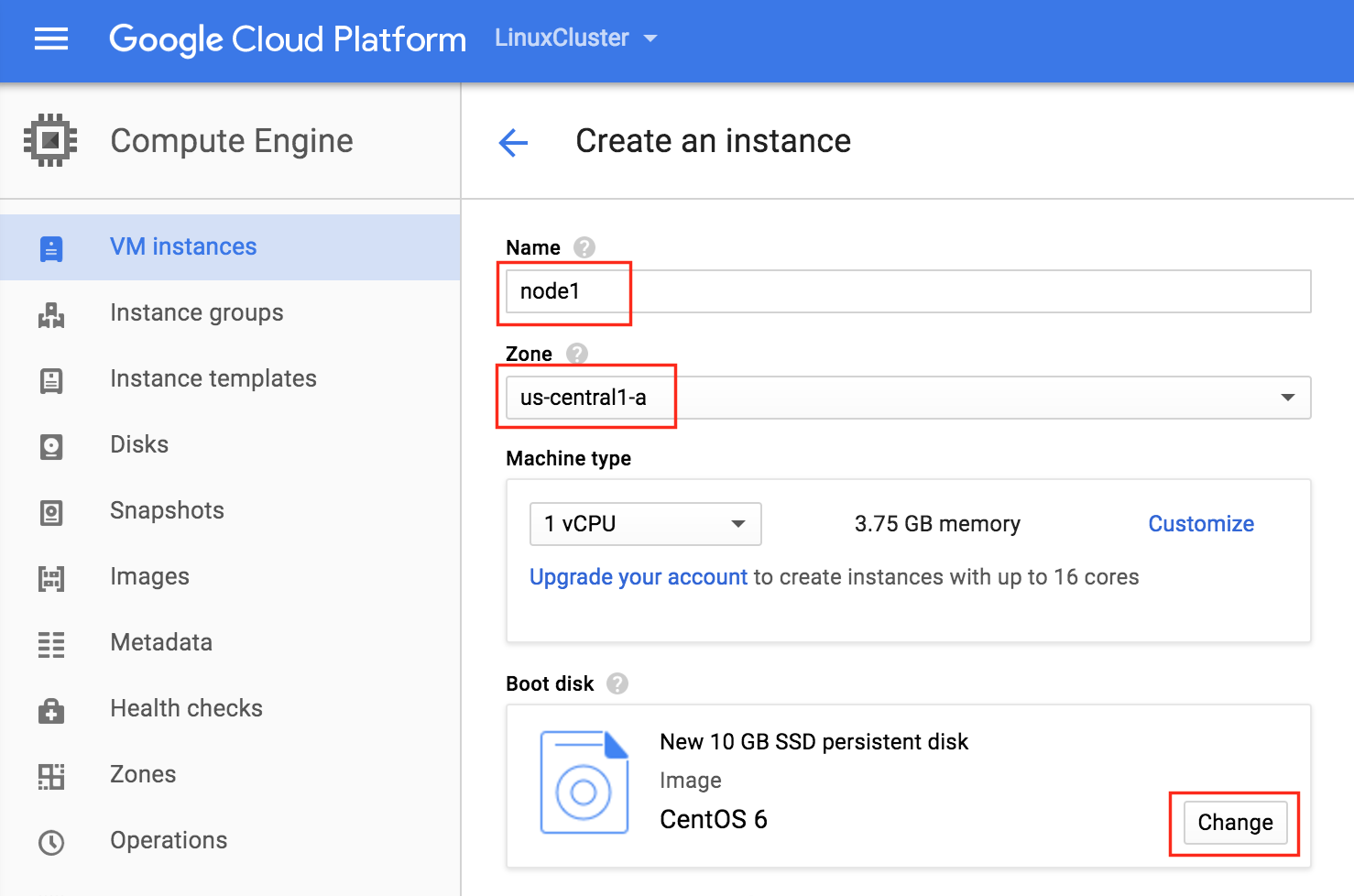 Google Compute engine log. Update instance